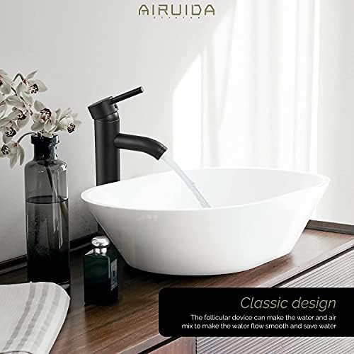 Airuida 8 -инчен мат црна тапа за туширање постави систем за туширање на дожд, трим сад за садови, мијалник за мијалник мат црна бања единечна рачка единечна