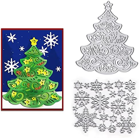 Естивакс елки елки снегулки за умирање за изработка на картички, зимски празник за снег се спушта комплети xmas дрво starвезда умира матрици