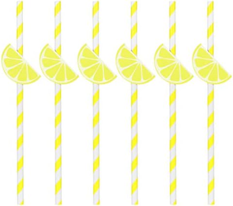 Амосфун сламки чадори за коктели чаши за пиење-20 ПАРЧИЊА Практични Сламки Од Хартија Од Лимон За Пиење Сламки Украсни Сламки За Скара Луау Партија