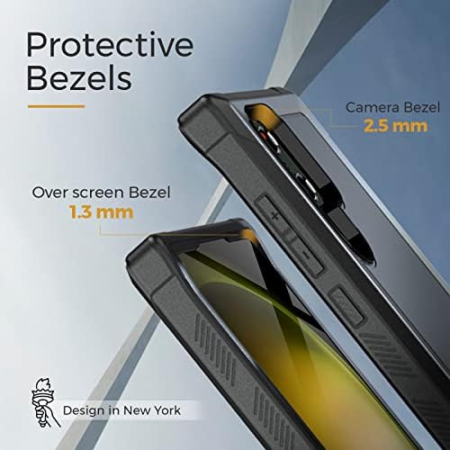 Мотив за Samsung Galaxy S23 Ultra Heavy Duty Holder Case со клип за појас, воено одделение со грубо -слој со груби телефонски случај - црна, дизајнирана во Newујорк | Бункер серија