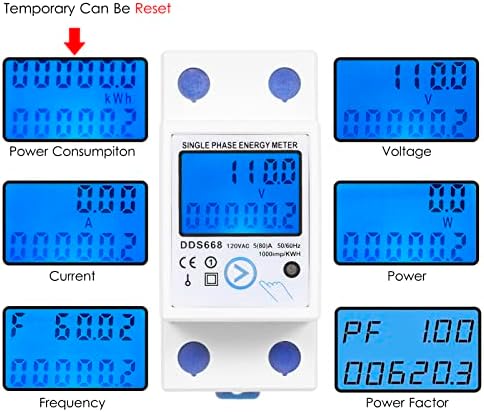 Xixian AC 120V единечен мерач на енергија со копче за ресетирање со задно осветлување