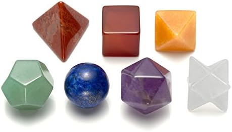 Кристалтс 7 Чакра лековити кристали свети геометрија платонски цврсти материи со Merвезда на Меркаба за медитација, балансирање на Реики