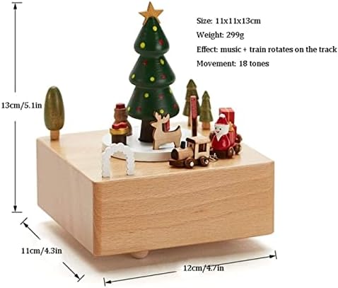 Музички кутии со музички кутии со фонгме, гроздобер дрво издлабена механизам музичка кутија, ветер музичка кутија подарок за Божиќна