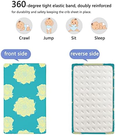 Тематски тематски опремени мини чаршафи, преносни мини креветчиња со меки и дишечки постелнини за креветчиња за девојчиња или момче, 24 „x38“,