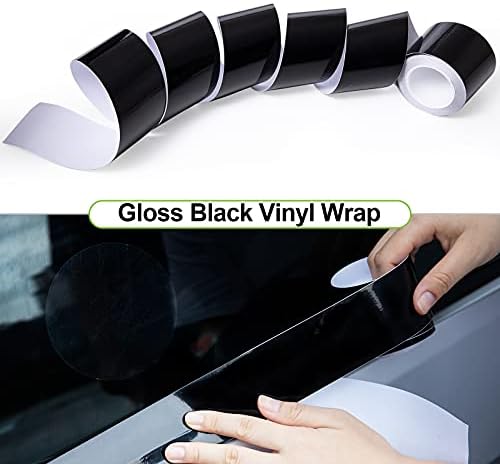 Spurtar Gloss Black Vinyl Wrap Tape 2 Inch x 20ft Air-Release Adhesive Vinyl Tape Automotive Vinyl Wraps for Cars Detailing Chrome Delete