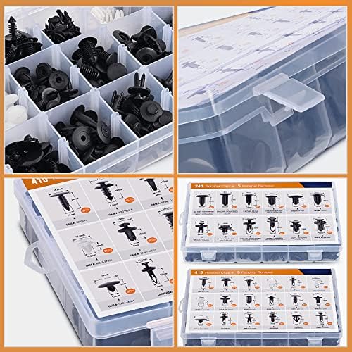 Gooacc 700pcs Car Push Pusher Clips Auto Atherenters Assostment 30 големини најлонски браник Fender Rivets со 10 кабелски врски