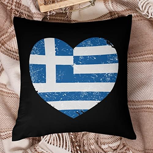 Грција срце Loveубов ретро знаме квадратна перница кутија полиестерска перница капачиња фрлаат капаци за перници за декор на софа