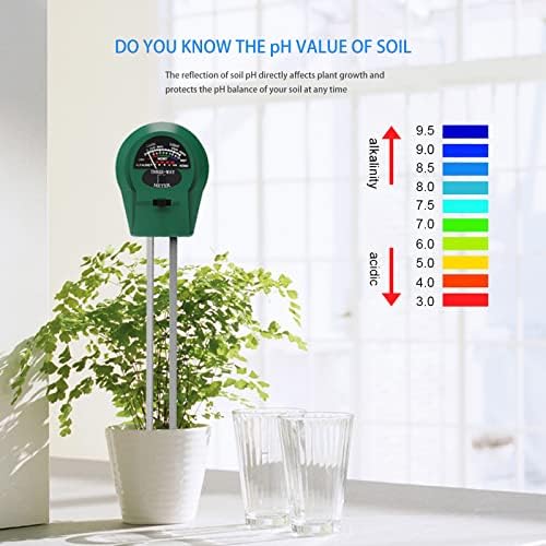 Мерач на влага во почвата, Тасаину 3-во-1 мерач на влага за куќни растенија, мерач на pH на почвата, погоден за кондензирани растенија, фарми, градини и затворено и отво