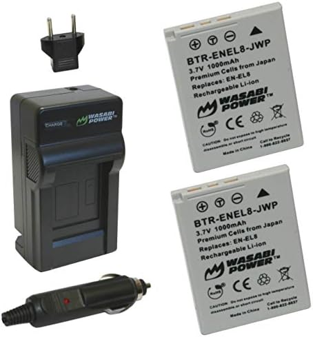 Батерија и полнач за напојување Wasabi за Nikon EN-EL8 и Nikon Coolpix P1, P2, S1, S2, S3, S5, S6, S7, S7C, S8, S9, S50, S50C, S51,