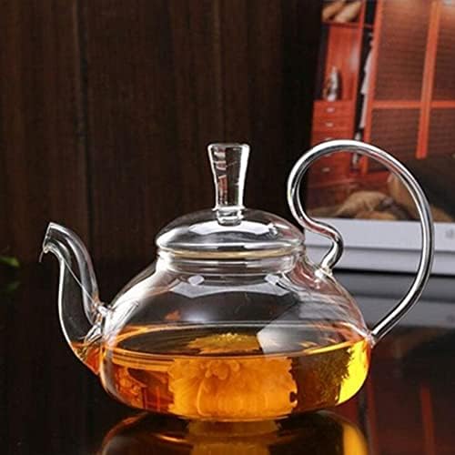 Qonia 650ml отпорна на топлина со висока рачка кафеава чаша чај сад стакло чајник со цедилка