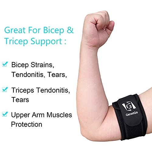 Ракав за компресија на заградата Bicep & Tricep Tendonitis - Олеснување на болката за видови на мускули на бицепс и трицепс, поддршка