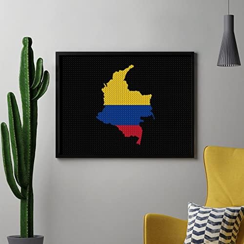 Знаме мапа на Колумбија Дијамантски комплети за сликање 5д DIY целосна вежба Rhinestone Arts Wallид декор за возрасни 12 x16