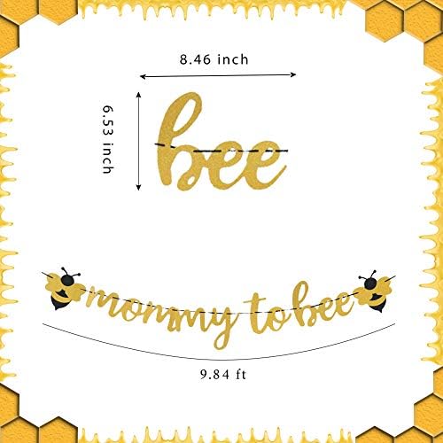 Декорации за туширање на мама до пчела за девојчиња/момчиња, бамкони пчели забава со мама до пчела банер, топење торта, балони