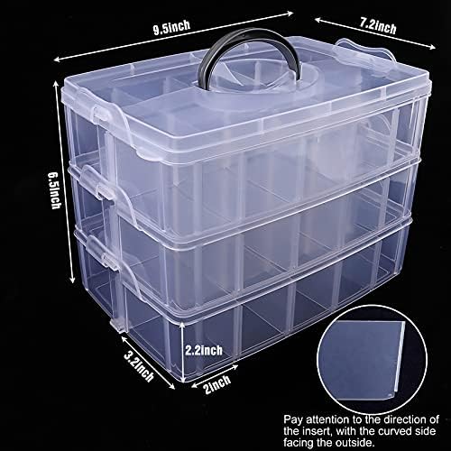SGHUO 3-TIER Stackable Cantain Container Container Box Организатори на мушка и складирање за занаетчиско складирање, деца играчки, уметнички занаети, накит, материјали за убавина, складира