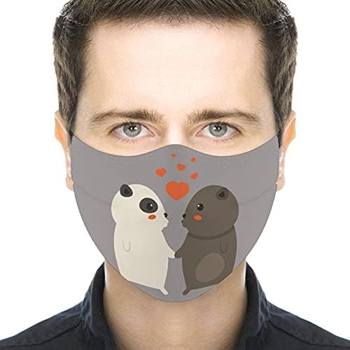 Моден безбедносна облека за Повеќекратна Употреба маски За перење Прашина Покривки За Уста Печатење Двојка Сликарство На Животни Куче Романса