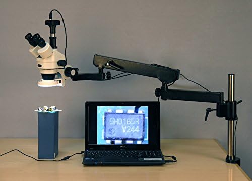 AmScope SM-8TPZ-144s-5m Дигитален Професионален Тринокуларен Стерео Зум Микроскоп Со Истовремена Контрола На Фокусот, Wh10x и WH25x Окулари,