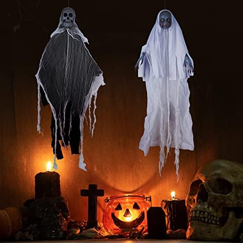 TZSSP 2 пакувања 38 '' Ноќта на вештерките што висат мрачни украси на жетвари, Дух на скелети за прогонувани куќи за декорации