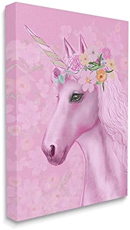 Ступел Индустрии Цветни Шема Розова Еднорог Симпатична Митски Суштество, Дизајниран Од Страна На Јунко. Студио Платно Ѕид Уметност,