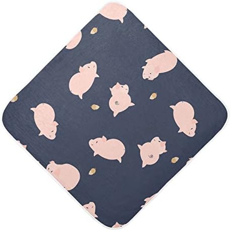 ВВФЕЛИКСЛ БЕБИ КАПЕД Едноставна свиња розова свинче Индиго леска леска апсорбирачка бебешка крпи памучна мека бања крпа за новороденче,