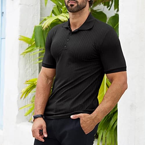 Мускулни кошули за мажи тенок фит поло маички мажи атлетски модни лежерни стилски кошули за вежбање со краток ракав за голф