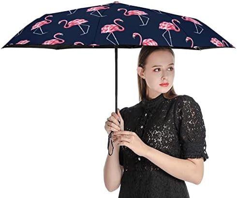 Убава Фламинго Патување Чадор Ветроупорен 3 Преклопен Компактен Чадор Автоматски Отворен Затвори Чадор За Мажи Жени