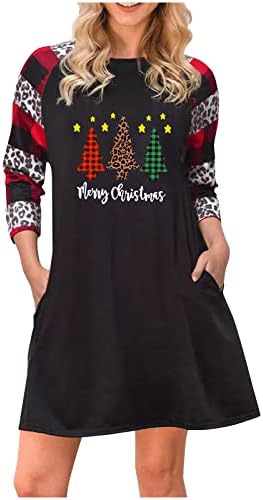 Божиќни Фустани За Жени Плус Големина Секојдневен Елегантен Празничен Гроздобер Фустан Коктел Со Долги Ракави Свечен Фустан За Нишање