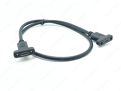 Adapterенски кабел од 30 см USB C женски до женски адаптер за тип Ц 10Gbps USB 3.1 адаптер со панел за завртки USB Type-C Конектор конвертор