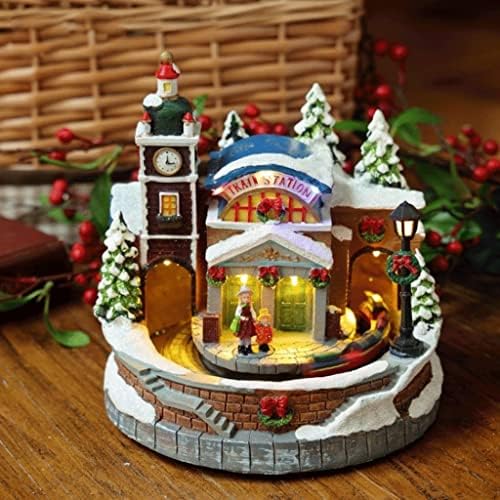 Музичка кутија FSHAN креативна музичка кутија британска железничка станица музички кутии топла улична ламба мајка и дете Божиќна декорација подароци музички кутии