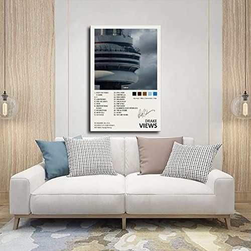 Ygulc Drake Post Views Music Album Cover Потпишан ограничено издание платно постер за спална соба декор Спорт пејзаж канцеларија декор подарок за непушање: 16x24inch