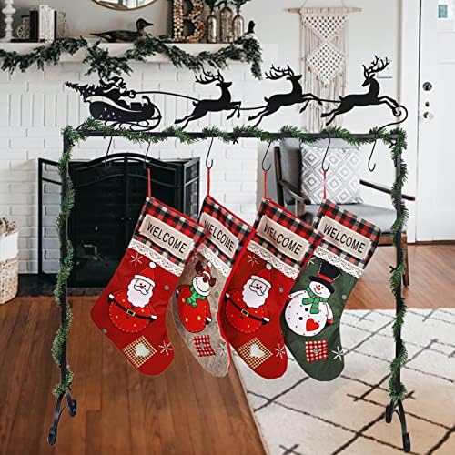 Yhthha Metal Christmas Elk Carts Holder Stand со 6 куки, божиќни држачи за порибување се залагаат за подот. Штарот за порибување