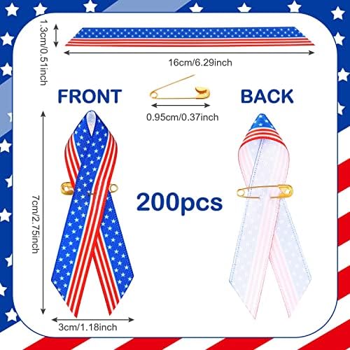 Подароци за Денот на спомен -обележјето Америка знаме сатенски свеста панделки со безбедносни иглички црвена лента бела сина starвезда