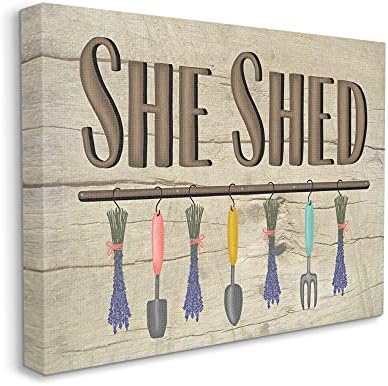 Sumbell Industries Rustic Sheed Frashe Frashe Lavender Bunches Garden Alchels, дизајнирани од Darlene Seale Canvas Wall Art, 16 x 20, кафеава