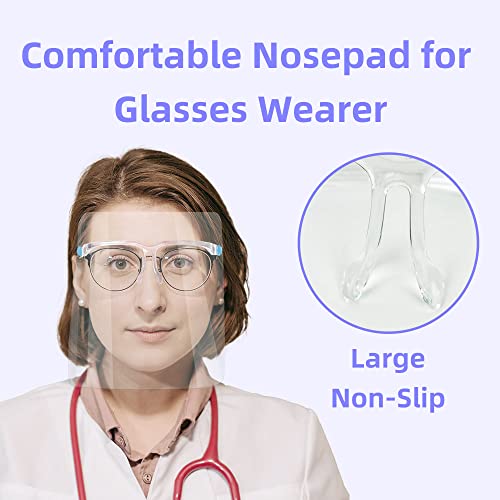 Безбедносен штит за лице Panoptx 200 парчиња со рамка за очила за еднократно анти-магла штит за лице јасна заштитна маска за