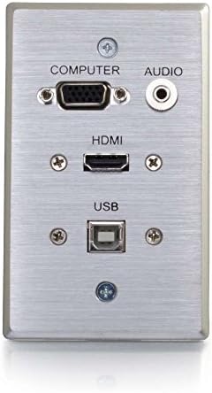 C2G 39707 HDMI, VGA, 3.5 mm Аудио И USB Поминуваат Низ Една Банда Ѕид Плоча, Алуминиум