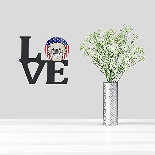 Богатствата НА каролина Bb2151walv Американско Знаме И Пекинезе Метал Ѕид Уметнички Дела Љубов,
