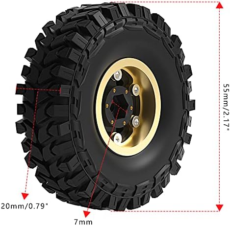 Гуми за гуми од 1,0 инчи од 1,0 инчен гуми SCX24 гуми и тркала меки гумени гуми поставени за 1/18 TRX4M 1/24 Axial SCX24 BRONCO/JLU