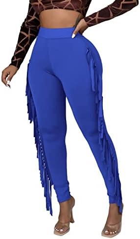 Miashui Plus Size Pant for Women Lady Lady Skinny High Weist Tassel Bandage Обични модни панталони жени плус големина миленичиња