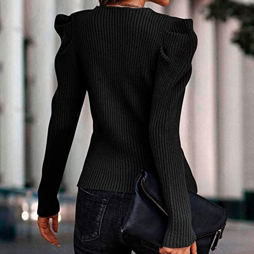 lcziwo женски ракав за ракав обичен V врат со долги ракави кошули Елегантно тенок вклопна лесна лента со плетени цврсти џемпери