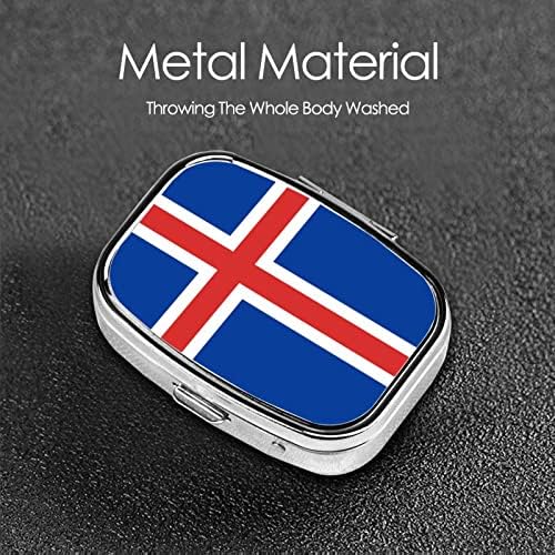Исландско знаме плоштад мини пилули за кутии за патувања Организатор Организатор Преносен метал пилула кутија