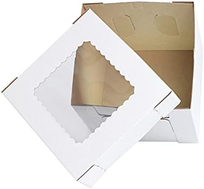 SPEC101 кутии за торта со прозорец, 8 x 8 x 8 инчи - 60pk кутии за пециво и капаци на контејнери за торта за пекари за пекари