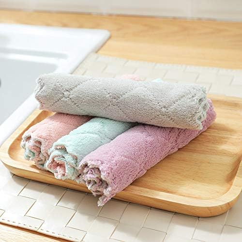 Elonglin Pack од 10 чајни крпи за чистење на пешкири за чистење на кујнски крпи Абсорбента розова и веѓа 25,5 * 15см
