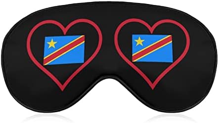 Јас многу го сакам Конго црвено срце Печати маска за очи, блокирање на светлина за спиење со прилагодлива лента за работа за смена за спиење