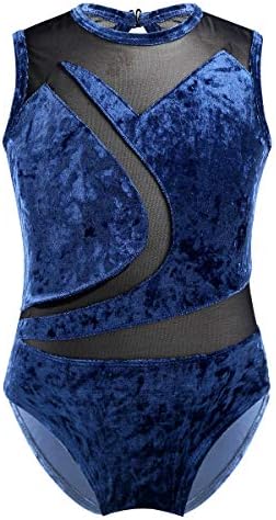 Msemis Girls Kids Velvet Mesh Cutout Back Tank Leotard Ice Skratation Ballet Dance Athticsumput