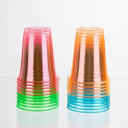 100 парчиња повеќебојни 12 мл Неонски сјај во Темните чаши забава за еднократна употреба за свадбени роденден за Ноќта на вештерките Божиќно