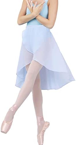 Енасглу, жени тинејџерски девојки балетско здолниште шифон танц танц, прилагодлива здолниште за завиткување на половината