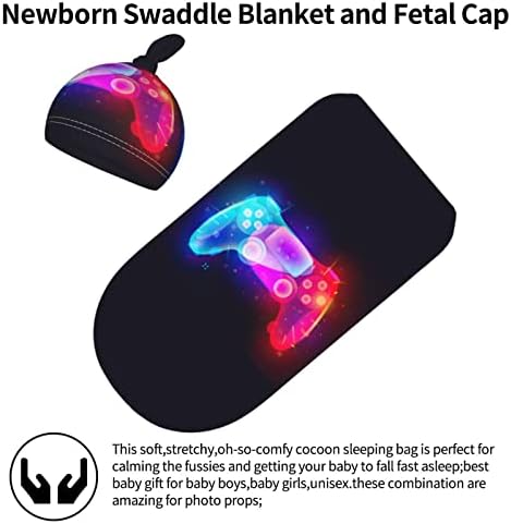 Контролер за видео игри, новороденче ќебе со гравче постави меки затегнати бебиња вреќа за спиење бебе кои примаат ќебиња