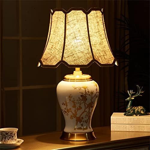 Lxxsh Ретро платина керамичка маса за ламба за спални кревети LED декорација ламба атмосфера копче ноќ светло светло