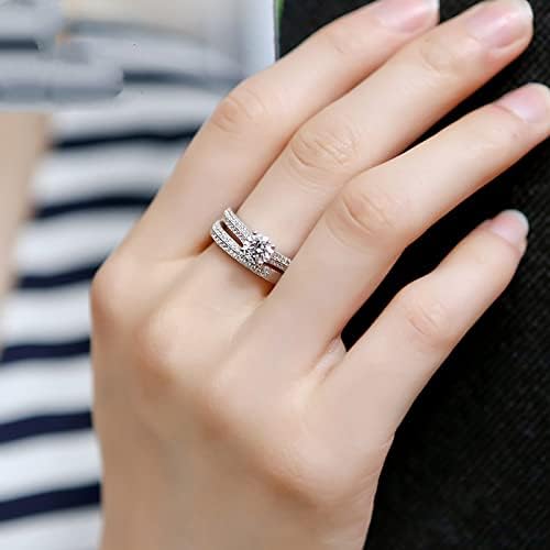 2023 Дијамантски прстен сет за жени со ангажман прстен накит подароци кроасани прстени