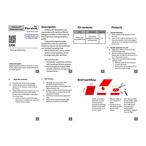 Fortiusbio S300 rnasound Крвна РНК картичка