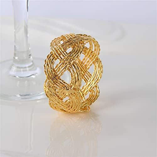Wjccy 10 парчиња хотел мека трпезариска маса метална салфетка прстенка прстен златна жица плетенка за вечера